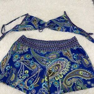 Athleta Purple and Blue Floral Bikini